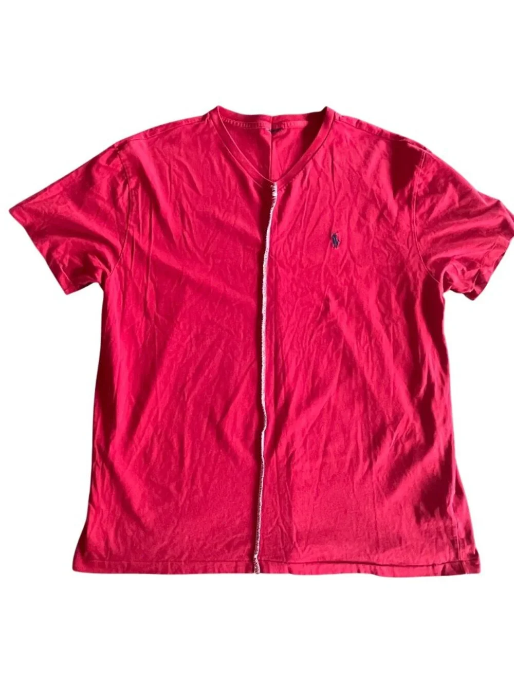 Rare Polo Ralph Lauren Red T-Shirt With Double-Sided Stitching Embroidered